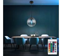 Suspension dimmable avec télécommande suspension table à manger verre fumé lampe suspendue verre rétro, changement de couleur RVB, effet étoile, 8,5W 806lm blanc chaud, DxH 25x120 cm