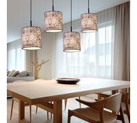 Lumière pour Salle à Manger Lampe Suspendue Lustre Motif Gris Bleu Tissu E27 4