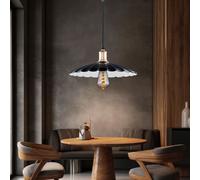Lampe suspendue lampe suspendue design classique lampe de salon rétro suspendue avec abat-jour rond, métal noir blanc, 1x E27, DxH 35x7 cm