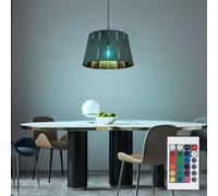 Lampe suspendue salle à manger suspension aspect bois noir lampe suspendue moderne, télécommande dimmable, 1x LED RVB 8,5W 806Lm blanc chaud, DxH 35x120 cm