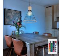 Suspension corde de chanvre suspension chaîne salle à manger suspension en design cage, noir, télécommande dimmable, RGB LED 8,5W 806Lm blanc chaud, DxH 35x140 cm