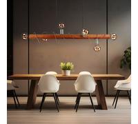 Lumière pour Salle à Manger Suspendue Holzleuchte E27 6 à Flammes Bâton Hauteur