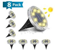 Lumière Solaire Extérieur Jardin Au Sol Extérieur 8 LED 3000K Blanc Chaud Etanche IP65 Spot Solaire Extérieur Chemin Terrasse Cour