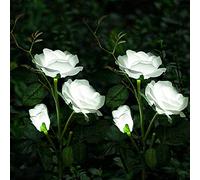 Lumière Solaire Extérieur Jardin, XVZ Lampes LED Rose solaires avec plus grande fleur et large panneau solaire, étanche Deco Jardin Exterieur pour jardin, pelouse, terrasse, chemin (blanc)