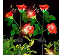 Lumière Solaire Extérieur Jardin, XVZ Lampes LED Rose solaires avec plus grande fleur et large panneau solaire, étanche Deco Jardin Exterieur pour jardin, pelouse, terrasse, chemin (rouge)