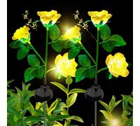 Lumière Solaire Extérieur Jardin, XVZ Lampes LED Rose solaires avec plus grande fleur et large panneau solaire, étanche Deco Jardin Exterieur pour jardin, pelouse, terrasse, chemin (jaune)