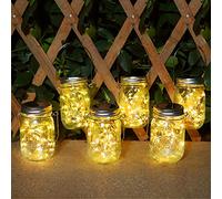 Lumière Solaire Extérieure - 6 Pièces 30 LED Lanterne Solaire, Imperméable à l'eau Mason Jar Lamp, Lumières de Jardin Solaire pour Décoration de L'éclairage Intérieur Extérieur Jardin, Patio, Noel