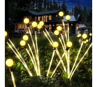 Lumière Solaire Lucioles, Joltix 4 Pièces 32 LED Lampes Solaires Firefly Étanche, Lumière Solaire Exterieur pour Décoration,Jardin, Terrasse, Chemins, Pelouse, Tête de Bulle Jaune Chaud
