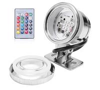 Lumière Sous-marine étanche à LED RVB Multicolore pour Projecteur de Paysage de Fontaine de Jardin, avec Télécommande pour Piscine, Conception étanche pour Parcs, 1 PC (Aluminium plastifié