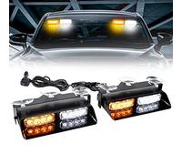 Lumière stroboscopique LED 2 en 1 pour Pare-Brise, lumière stroboscopique LED pour Tableau de Bord de Voiture, 16 Motifs Clignotants avec ventouses, lumière stroboscopique LED pour Camion, véhicule
