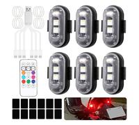 Lumière Stroboscopique LED,6 Pièces 8 Couleurs Lumières Stroboscopiques LED avec Télécommande,Lumières Stroboscopiques pour Drone,Lampe Mini Drone pour Voitures RC,Voitures Drones,Motos