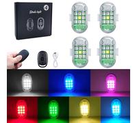 Lumière stroboscopique LED sans Fil Haute luminosité,lumières vol Drone 7 Couleurs,lumières Drone stroboscopiques LED,pour Drone télécommandé,Moto,Voiture,vélo (4 pièces)