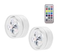 Lumière submersible de LED,2PCS Mini Lumières LED Submersible,Mini Led Lampe Aquarium,Lampe sous-Marines Étanche RGB Multicolore avec 1 Télécommandes