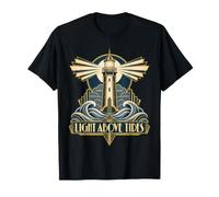 Lumière sur Marées Art Déco Phare Vagues T-Shirt