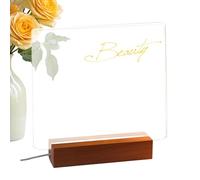 Lumière sur tableau d'effacement, tableau d'affichage LED - Tableau mémo de bureau en acrylique avec support et 6 marqueurs de couleur | Bloc-notes effaçable clair, mémo brillant pour un usage