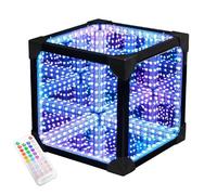 Lumière tunnel miroir infini 3D, lampe cube cosmique cool avec télécommande et contrôle par application, couleurs RVB, lampe de bureau réactive au son pour chambre à coucher, 20*20*20cm/7.9*7.9*7.9in