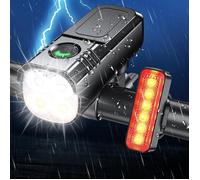 Lumiere Velo Avant et Arriere [Spot & Faisceau d'Inondation], [8+6 Modes d'Éclairage] Lampe Vélo LED Puissante Étanche