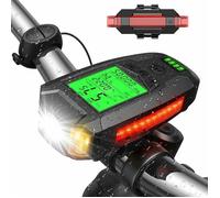 Lumiere Velo, Eclairage Velo USB Rechargeable avec Compteur Velo Vitesse Ordinateur Velo Lampe LED Vélo Avant & Arrière Lumière