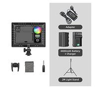 Lumière vidéo for Appareil Photo à LED RVB, Batterie en Option avec kit de Chargeur lumière de Photographie + Adaptateur Secteur(Kit 12)