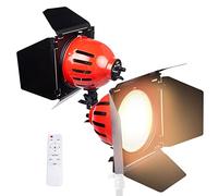 Lumière Vidéo LED Dimmable Bi-Couleur Eclairage Continu 3200K 50W Redhead Spotlight avec Barndoor et Télécommande, pour Studio, Youtube Outdoor Video