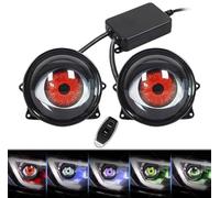 Lumière Yeux Du Diable For Voitures, Phare USB Œil Du Diable Démon Mauvais Œil Avec Télécommande Dynamique Phares De Voiture Œil Du Diable Mini Lentille Lumières Globe Oculaire For Véhicules(2pcs)