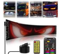 Lumière Yeux du Diable pour camions et Voitures, Grandes lumières LED dynamiques œil du Diable, écran Souple pour fenêtre de Voiture, Yeux LED dynamiques du Diable programmables 16 * 96