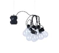 Lumières à chaîne imperméable Timer LED avec ampoules noires | 10 × F5 ampoules blanches chaudes A60 (30cm d'écart), fil de plomb 50cm, base à pince | Avec boîte à batterie imperméable Timer 3AA, batt