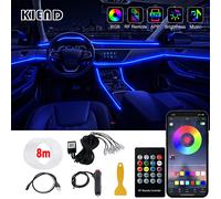 Lumières ambiantes intérieures de voiture à LED RVB, kit d'éclairage au néon avec télécommande, lampes décoratives automatiques, escales en fibre optique