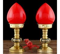 Lumières bouddhistes, Lampe de table Bouddha en cuivre à LED 110 V 220 V, 1 paire, 7 pouces, lampe de table Dieu de la richesse, fournitures bouddhistes