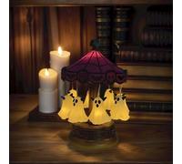 Lumières Carrousel Fantôme d'halloween, Kit Veilleuse Fantôme, Base en Cuivre Antique, Décoration Vintage de Carrousel, Lampe de Lecture de Bureau en Verre Dépoli Violet, Rechargeable pour