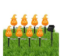Lumières d'allée en forme de d'Halloween | Décoration de jardin imperméable - Décorations de jardin orange - Support d'affichage pour cour, porche, terrasse, tombe et pelouse