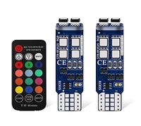 Lumières D'ambiance à LED T10 RGB de 12 V Avec 6SMD Ampoules LED 5050 - Contrôleur à Distance sans Fil 16 Couleurs Changeantes - Ampoules D'intérieur Pour Wedge de Voiture W5W 501 (pack de 2)