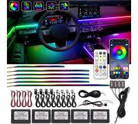 Lumières D'ambiance Intérieures De Voiture, 18 en 1 Symphony Streamer Lumières De Voiture Intérieure LED Bande Acrylique Lumière RGB 64 Couleurs Décoration Atmosphère Lampe APP Télécommande