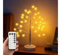 Lumières d'arbre - Décoration d'automne avec 24 LED - Arbre lumineux de 45 cm - Pour l'intérieur et l'automne - Décoration de bureau - Feuilles d'érable - Blanc chaud - Guirlande lumineuse pour