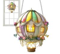Lumières De Ballon - Décoration De Ballon À Air Chaud De 20 Cm, Lumières Solaires Suspendues, Lumière Solaire Éclatante, Lanterne Décorative Incontournable 2D Pour Anniversaire Maman Jardin Yard De Po
