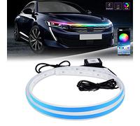 Lumières de Bande de LED pour des Voitures, Bande de LED de Capot de Voiture 1.5 M (60 Pouces) Lumière de Bande de Capot de Voiture Multicolore Bande de Lumière Diurne Contrôle d'APPLICATION 1set