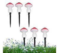 Lumières de barre solaire de champignon, lampe de champignon solaire rouge | Pack de 6 lumières de champignon LED pour le jardin Lumières de nuit solaires imperméables Figure Éclairage de paysage