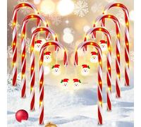 Lumières de Canne en Bonbon de Noël, 8 Pièces Feux de Balisage de Chemin, 8 Modes d'Éclairage, Décorations de Sucre d'Orge pour Noël