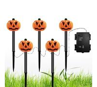 Lumières de chaîne de chemin de citrouille | Lumières de piquets de passerelle de citrouille | Marqueurs de citrouille de jardin de vacances | Lumières de passerelle de jardin d'halloween, lanternes à