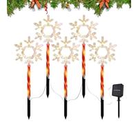 Lumières de cheminement solaire extérieur - Lights solaires à LED de flocon de neige de Noël | Lumière de pieu de jardin imperméable | Décoration de passerelle du festival des vacances, Éclairage de p