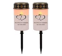 Lumières De Cimetière pour Tombe,Ensemble De 2 Lampes À Thé sans Flamme - Décoration Étanche À Enfiler pour Sentiers Cimetière Cour Maison Fête Jardin