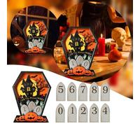 Lumières de décoration d'Halloween - 1 calendrier de compte à rebours pour toute l'année - 365 jours - Chiffres interchangeables en forme de cercueil - Compte à rebours - Orange - Taille unique