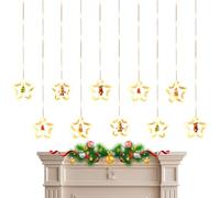 Lumières de décoration LED de Noël - Rideau lumineux en forme d'étoile à cinq branches Guirlande lumineuse pour sapin, lumière d'ambiance pour fenêtre, lumière en forme d'anneau | Télécommande USB, dé