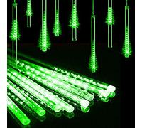 Lumières de Douche de Météore à LED, 30cm 10 Tubes 360LEDs Guirlandes Solaires Falling Rain Lights étanche avec 8 Modes pour le Jardin (Vert)