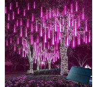 Lumières De Douche De Météore Solaire, 30cm 10 Tubes 360led Chute De Pluie Goutte De Pluie en Cascade Glaçons Guirlandes Lumineuses, Guirlandes Lumineuses De Pluie Décora, Pink