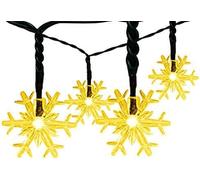 Lumières de fée extérieure, 30 flocons de neige LED 21 pieds 6,5 m de jardin / fête Lumières solaires chaudes blanches LED Valentin Décorations Éclairage pour la fenêtre d'arbre de Noël, patio,