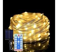 lumières de fées solaires jardin extérieur, 8 modes étanche lampes de fées solaires extérieures, 100 ft lumières de chaîne solaire extérieures fiables jardin fairy lumières pour la maison, le jardin