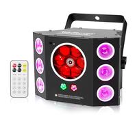 Lumières de fête, lumière disco, lumières DJ, lumières stroboscopiques LED 4 en 1 et effet Gobos à faisceau rouge vert, 16 canaux DMX avec son activé pour Noël, fête d'Halloween