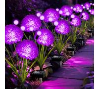 Lumières de Jardin solaires, 6 Packs solaires Violets balançant Les lumières de feu avec des Fleurs, des Fleurs d'halloween Violet imperméables Lumières extérieures pour Le Jardin Patio Yard Fall