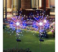 Lumières de jardin solaires de Noël pour décoration extérieure, étanche 2 paquet de feux d'artifice à énergie solaire 120 LED Sparklers Lights For Yard Pathway Halloween Christmas Decorations